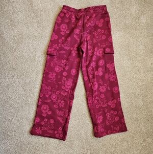GAP Youth Unisex Fleece Pants Red Floral 14-16 NWT